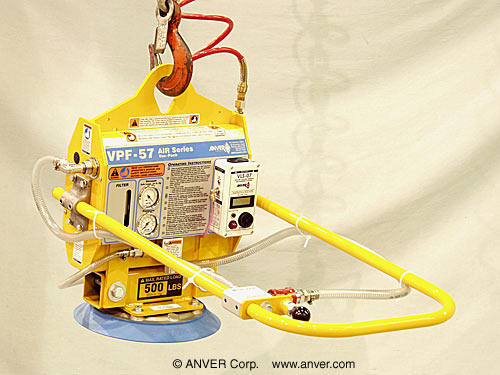 ANVER Air Powered Vacuum Generator with Single Pad Attachment for Lifting & Handling Small Steel Plate up to 500 lb (272 kg)